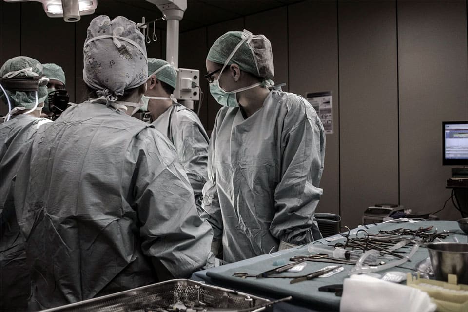 Doctors performing surgery
