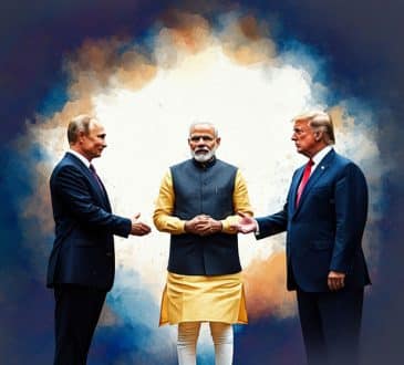 modi standing with putin and trump